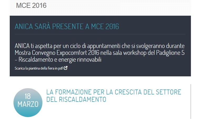MCE - 18 MARZO 2016 - IL RUOLO DELLA FORMAZIONE NEL SETTORE DEL RISCALDAMENTO