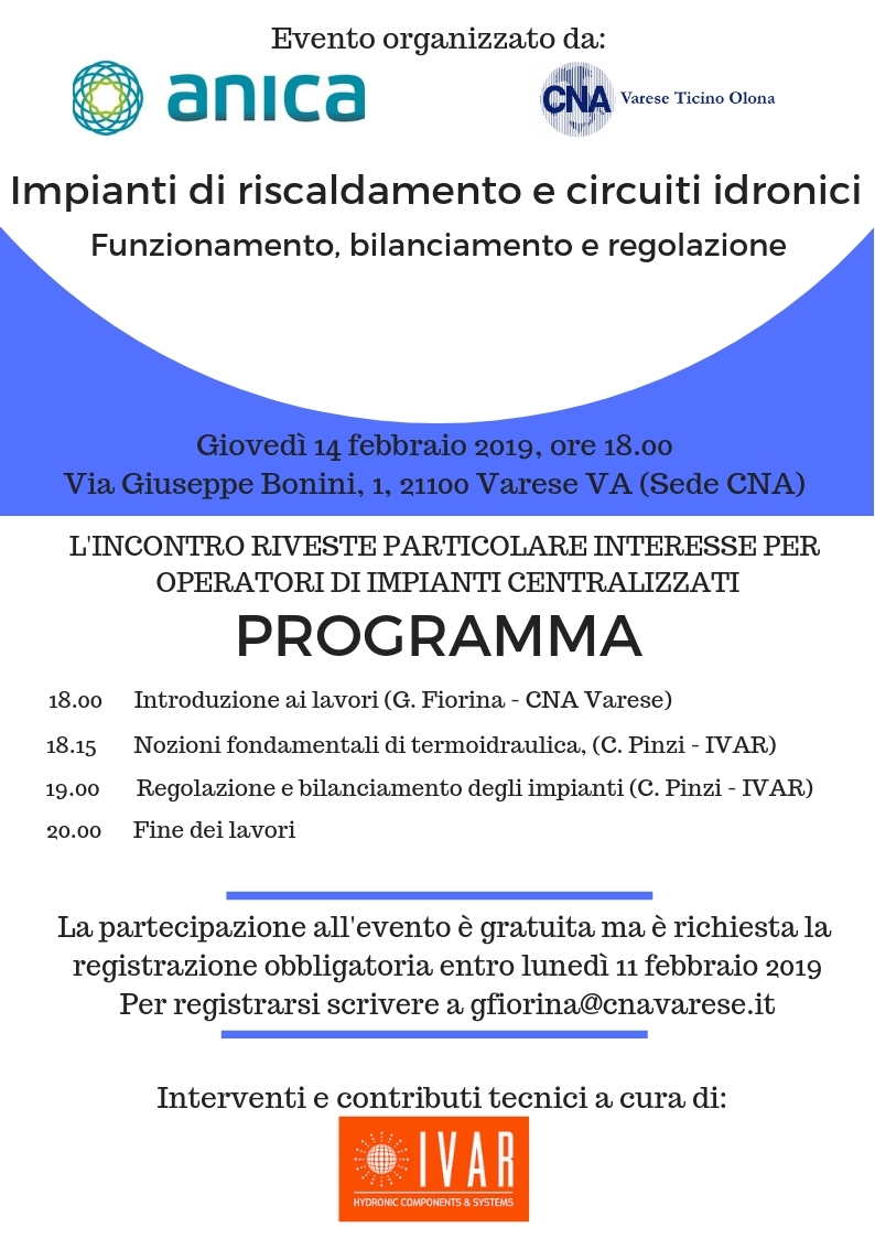 Seminario - Impianti di riscaldamento e circuiti idronici - Funzionamento, bilanciamento e regolazione