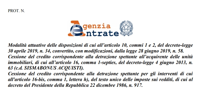 Cessione del credito - Agenzia delle entrate pubblica le modalitÃ  applicative
