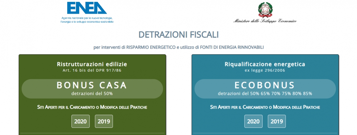 ONLINE I PORTALI ENEA 2020 PER L'ECOBONUS E IL BONUS CASA